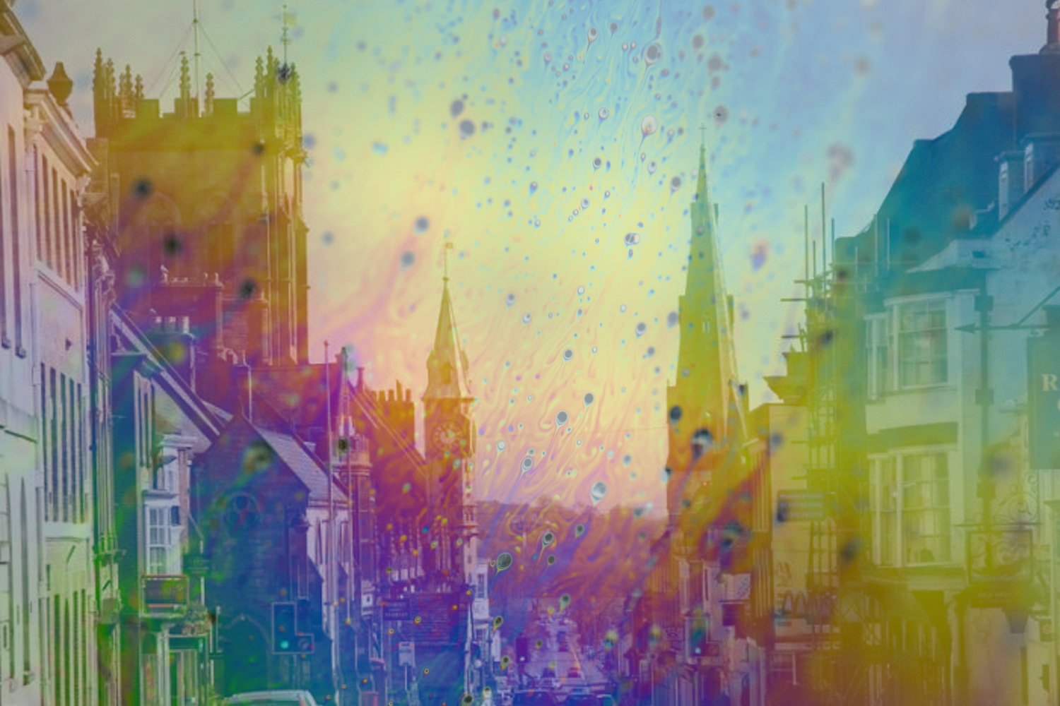 Soap bubble abstraction very close with movement and different colors